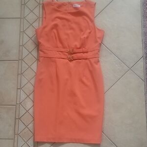 Calvin Klein Vibrant Orange Sheath Dress SZ 10